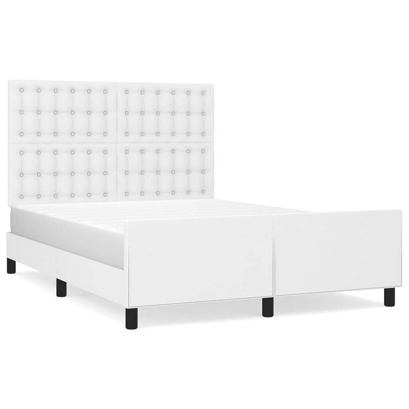 Foto van Vidaxl bedframe met hoofdbord kunstleer wit 140x190 cm