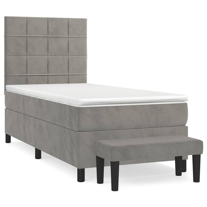 Foto van The living store boxspringbed - zacht fluweel - 203 x 90 x 118/128 cm - comfortabele ondersteuning - pocketvering