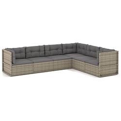 Foto van Vidaxl 6-delige loungeset met kussens poly rattan grijs