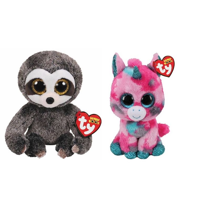 Foto van Ty - knuffel - beanie boo's - gumball unicorn & dangler sloth