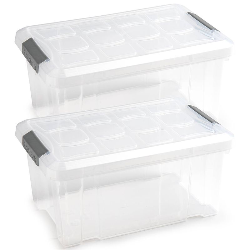 Foto van 3x opslagbakken/organizers met deksel 5 liter 29 cm transparant - opbergbox