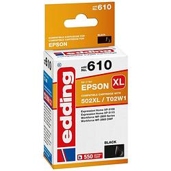 Foto van Edding cartridge vervangt epson 502xl / t02w1 compatibel single zwart edd-610 18-610