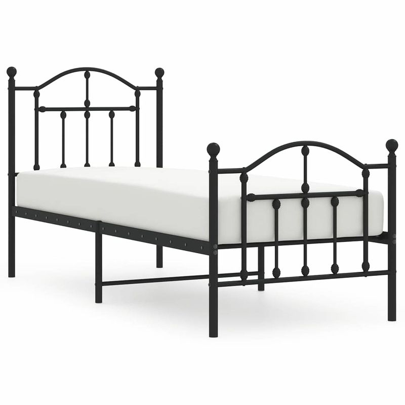 Foto van Vidaxl bedframe met hoofd- en voeteneinde metaal zwart 75x190 cm