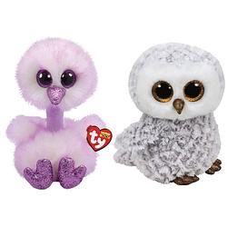 Foto van Ty - knuffel - beanie buddy - kenya ostrich & owlette owl