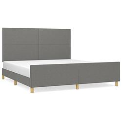 Foto van The living store bedframe donkergrijs - 203 x 186 x 118/128 cm - verstelbaar hoofdeinde - stabiele poten