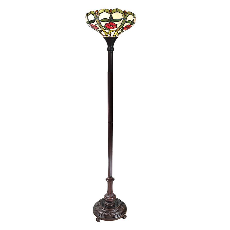 Foto van Lumilamp tiffany vloerlamp ø 31*186 cm beige groen glas staande lamp staanlamp tiffany lamp beige staande lamp