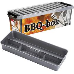 Foto van Q-line bbq opbergbox - 9,5l - incl. inzet met vakverdeling - metaal/transp