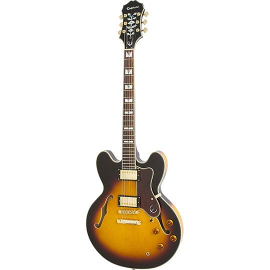 Foto van Epiphone sheraton-ii pro vintage sunburst semi-akoestische gitaar