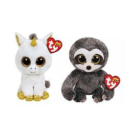 Foto van Ty - knuffel - beanie boo's - pegasus unicorn & dangler sloth