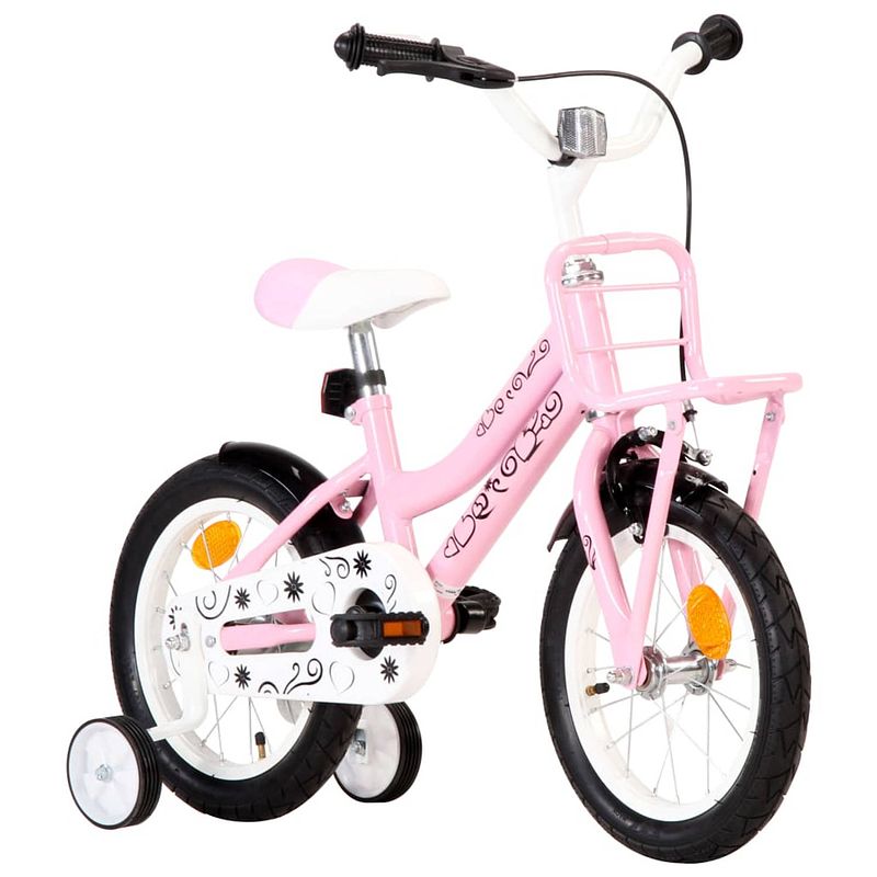 Foto van The living store kinderfiets - 14 inch - wit en roze - mig gelast stalen frame