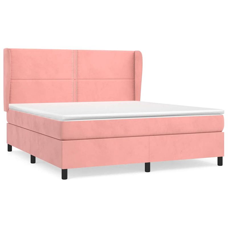 Foto van Vidaxl boxspring met matras fluweel roze 180x200 cm