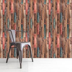 Foto van Walplus houtstroken - muur decoratie sticker - multikleur - 4 bladen van 60x90 cm