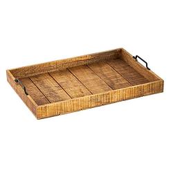 Foto van Parya home - dienblad houten decoratief xxl 57x39cm - bruin - mangohout