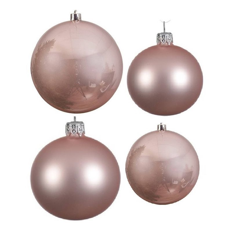 Foto van Glazen kerstballen pakket lichtroze glans/mat 38x stuks 4 en 6 cm - kerstbal