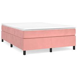 Foto van Vidaxl boxspring met matras fluweel roze 140x200 cm