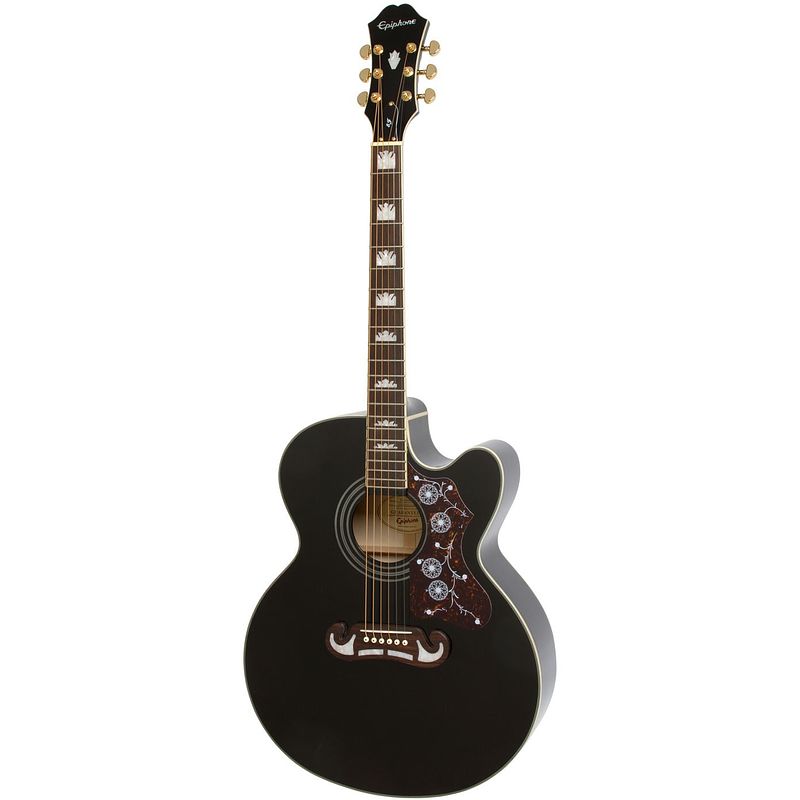 Foto van Epiphone j-200 ec studio black elektrisch-akoestische westerngitaar