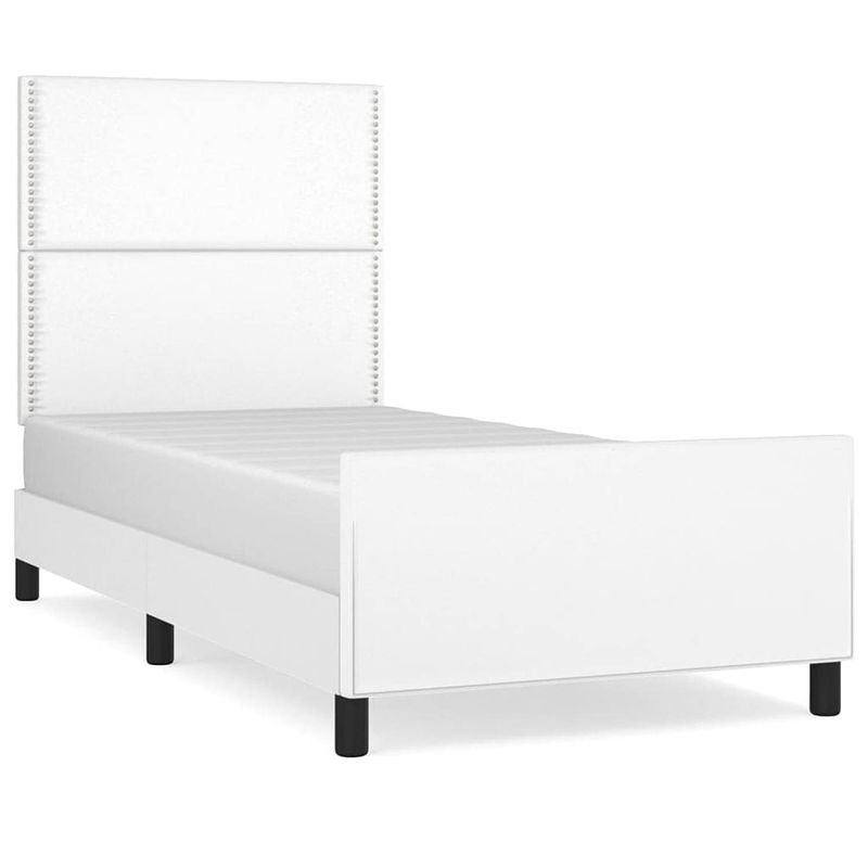 Foto van The living store bedframe v02 - wit - 203x93x118/128 - kunstleer - verstelbaar hoofdeinde