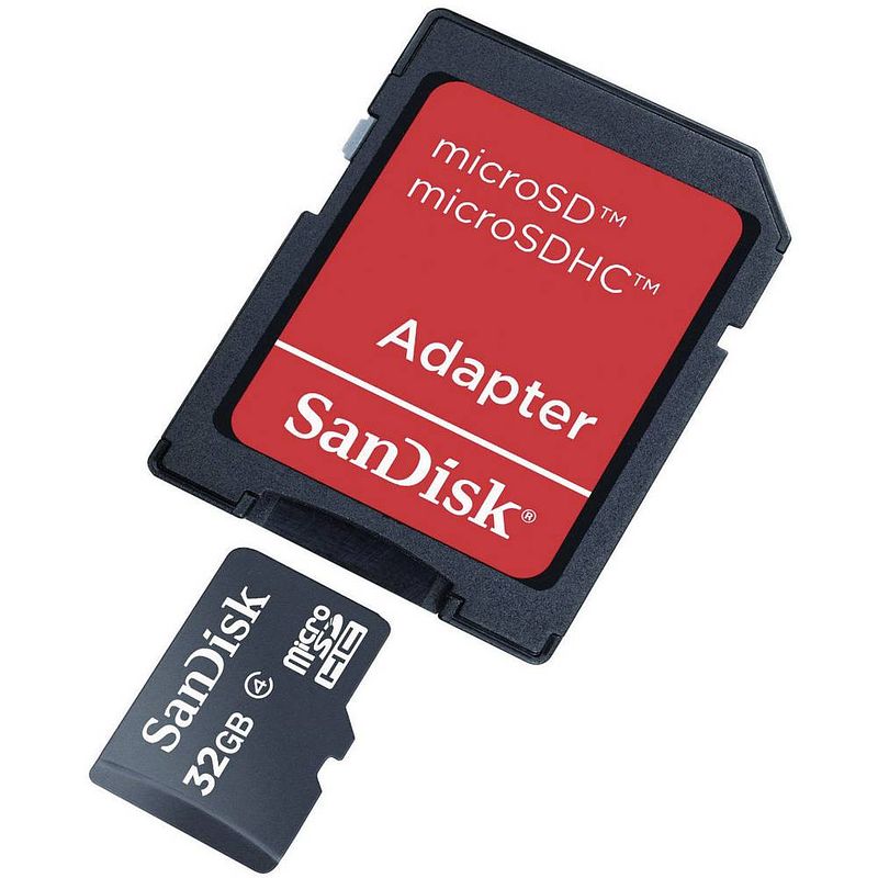 Foto van Sandisk sdsdqb-032g-b35 microsdhc-kaart 32 gb class 4 incl. sd-adapter