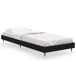 Foto van The living store bedframe - zwart - 193 x 78 x 20 cm - hoge kwaliteit hout - metalen poten - multiplex lattenbodem