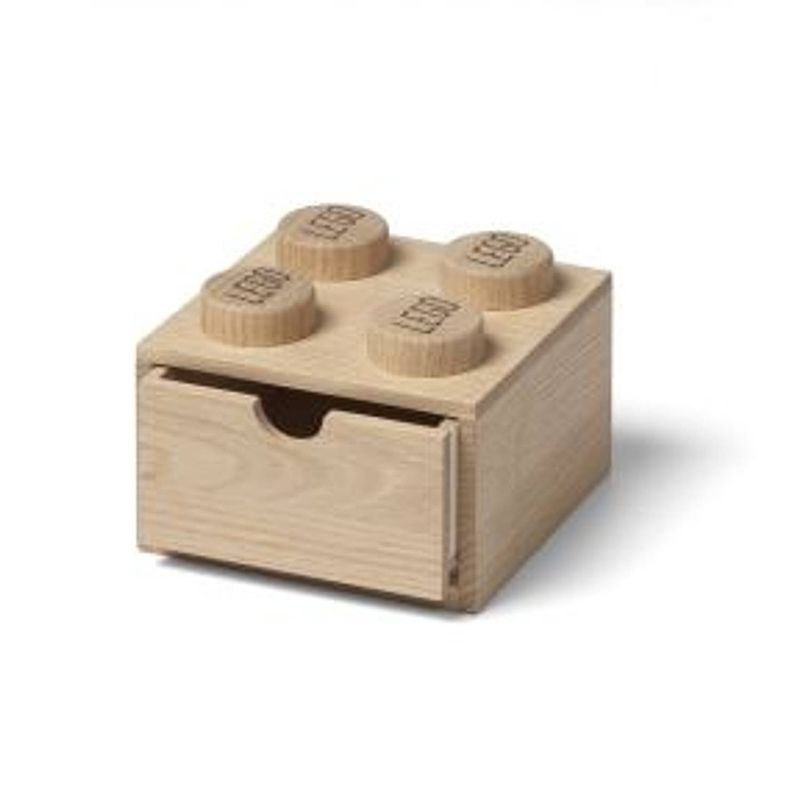 Foto van Lego wooden collection - opbergbox bureaulade brick 4 - hout - beige