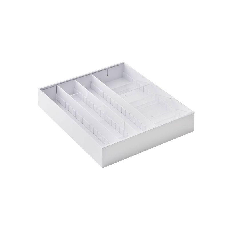 Foto van Yamazaki extendable diagonal cutlery tray - tower - white