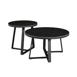 Foto van Dimehouse industriële salontafel tanner - marmer salontafel set van 2 - zwart