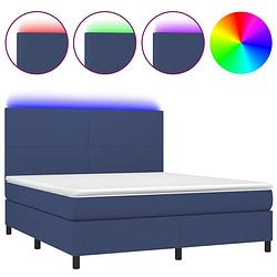 Foto van The living store boxspring met led 160x200 - blauw - pocketvering matras - huidvriendelijke topmatras