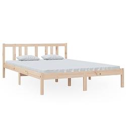 Foto van The living store houten bedframe - 205.5 x 145.5 x 69.5 cm - massief grenenhout - onbehandeld