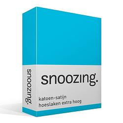 Foto van Snoozing - katoen-satijn - hoeslaken - extra hoog - 150x200 - turquoise
