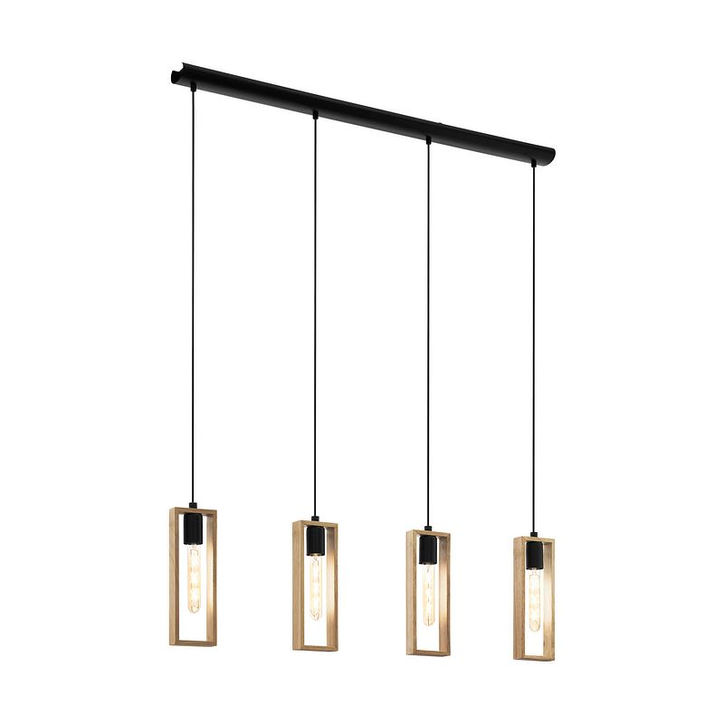 Foto van Eglo littleton hanglamp - e27 - 116 cm - zwart/bruin