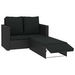 Foto van Vidaxl 2-delige loungeset met kussens poly rattan zwart