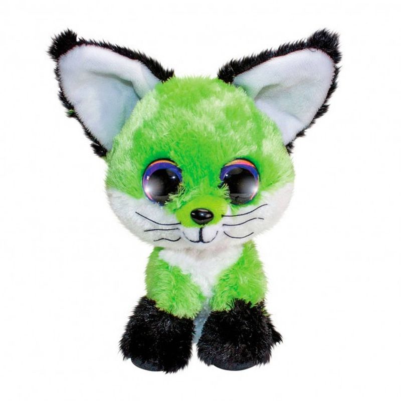 Foto van Lumo stars knuffel fox lime junior 15 cm pluche zwart/groen