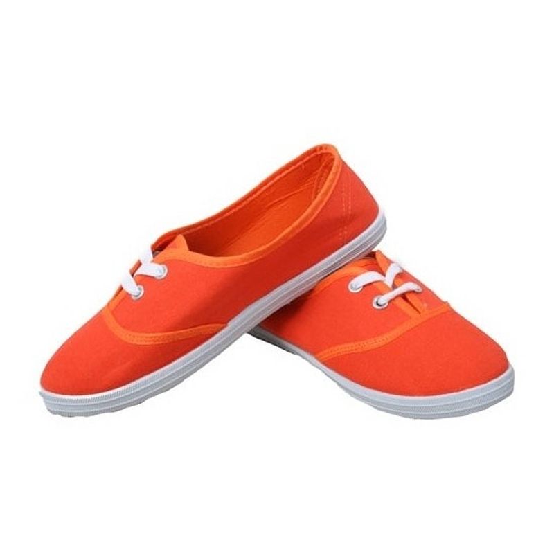 Foto van Goedkope oranje carnaval/feest schoenen/sneakers voor dames 36-41 36 - verkleedschoenen