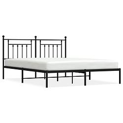 Foto van Vidaxl bedframe met hoofdbord metaal zwart 180x200 cm