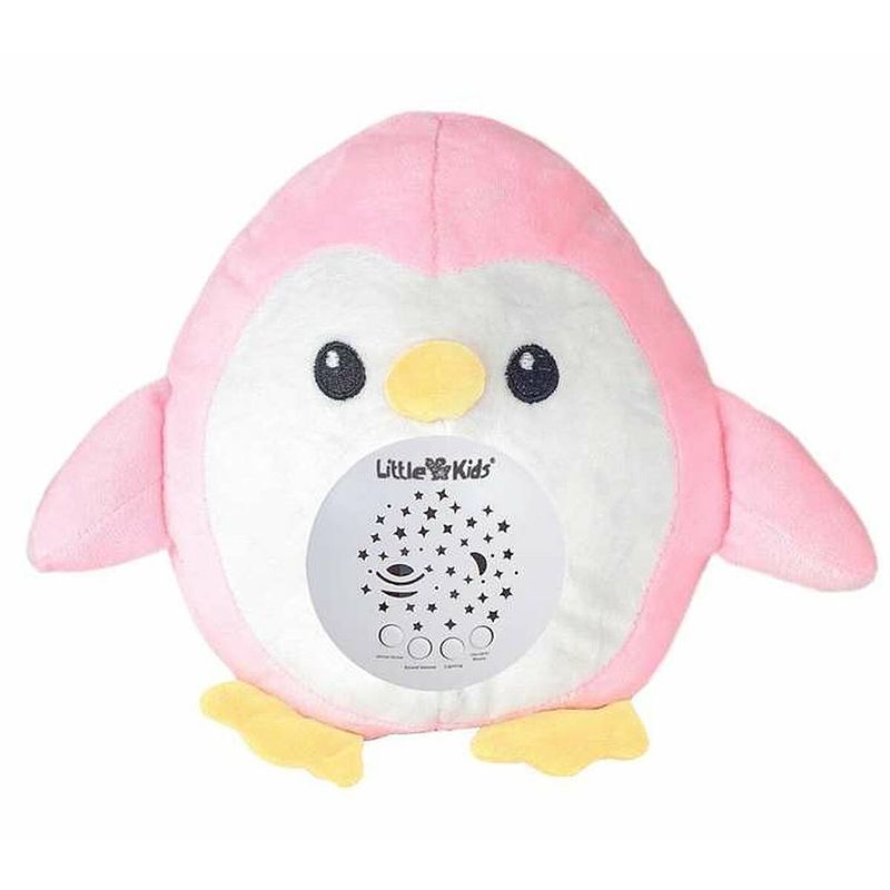 Foto van Muzikale knuffel projector roze pinguïn 22 cm