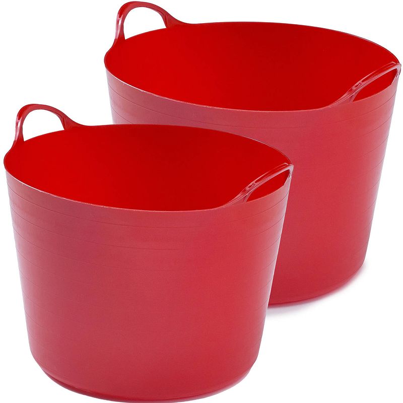 Foto van Flexibele emmers - 2x stuks - 26 liter en 39 liter - rood - wasmanden