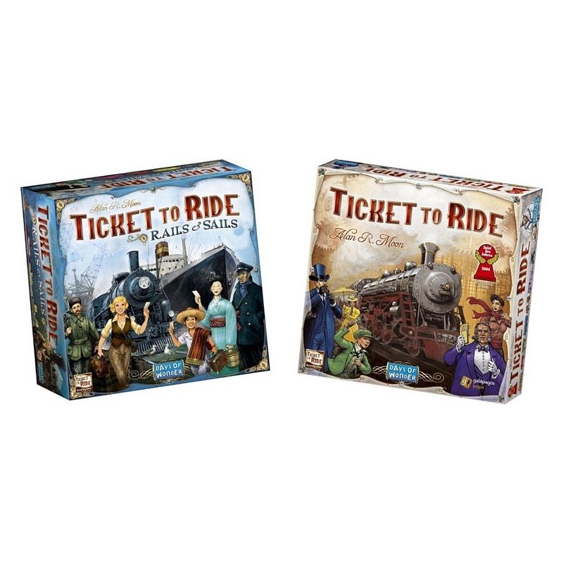 Foto van Spellenbundel - ticket to ride - 2 stuks - rails and sails & usa (basisspel)