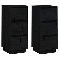 Foto van Vidaxl dressoirs 2 st 32x34x75 cm massief grenenhout zwart