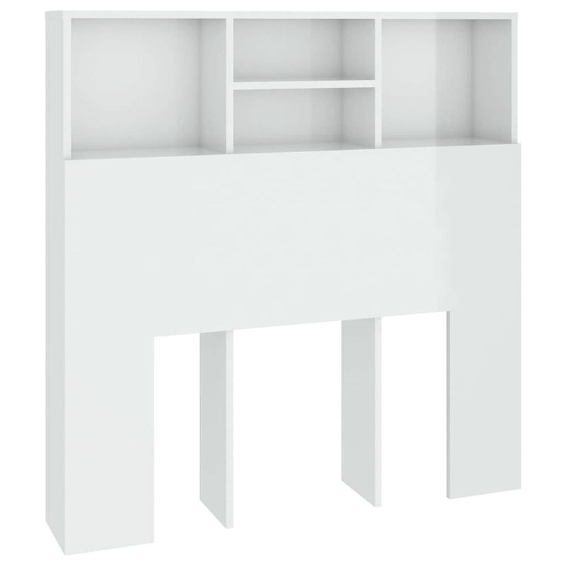 Foto van The living store hoofdbordkast - wandhoofdbordkast - opbergruimte - 100 x 19 x 103.5 cm - bewerkt hout - hoogglans wit