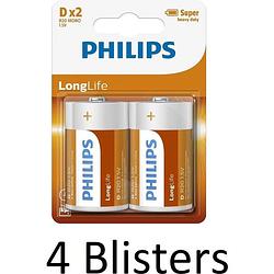 Foto van Philips r20l2b - d batterij - 8 stuks [4x 8712581549527]