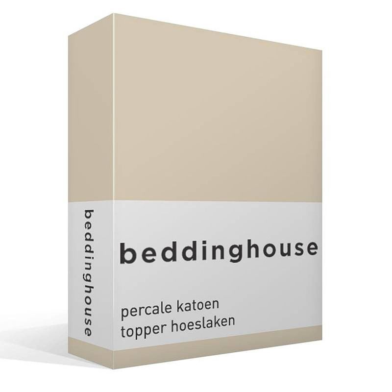 Foto van Beddinghouse percale katoen topper hoeslaken - 100% percale katoen - lits-jumeaux (160x210/220 cm) - natural