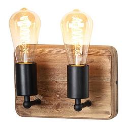 Foto van Freelight wandlamp lenero 2 lichts 30 x 15 cm hout zwart
