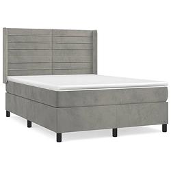 Foto van The living store boxspring met matras fluweel lichtgrijs 140x200 cm - bed