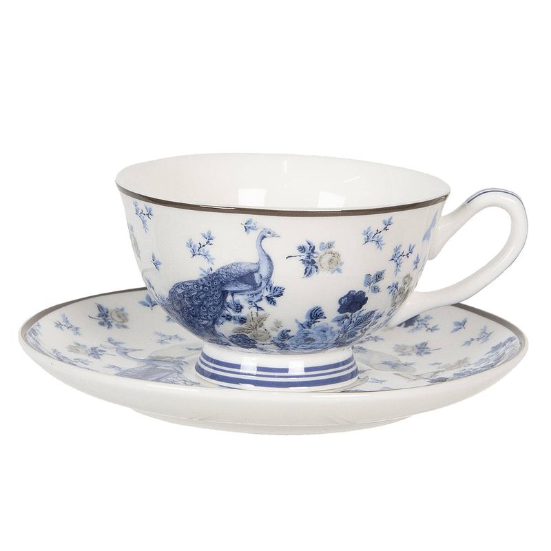 Foto van Clayre & eef kop en schotel ø 15*7 cm / 200 ml blauw porselein servies