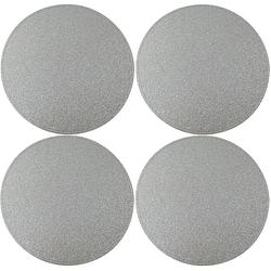 Foto van 6x ronde placemats/onderleggers zilver met glitters 33 cm - placemats