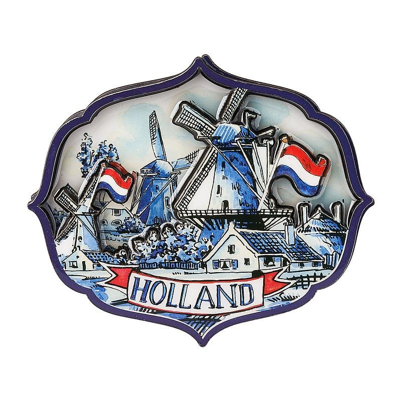 Foto van Magneet holland windmolen - delfts blauw - 10x1x9 cm