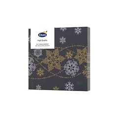 Foto van Duni - servetten snow glitter black 3-laags tissue 24 x 24 cm