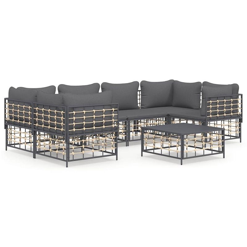 Foto van Vidaxl 7-delige loungeset met kussens poly rattan antracietkleurig