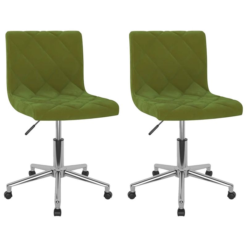 Foto van The living store draaibare eetkamerstoelen - fluweel - verchroomd staal - lichtgroen - 40x43x(76-87.5)cm