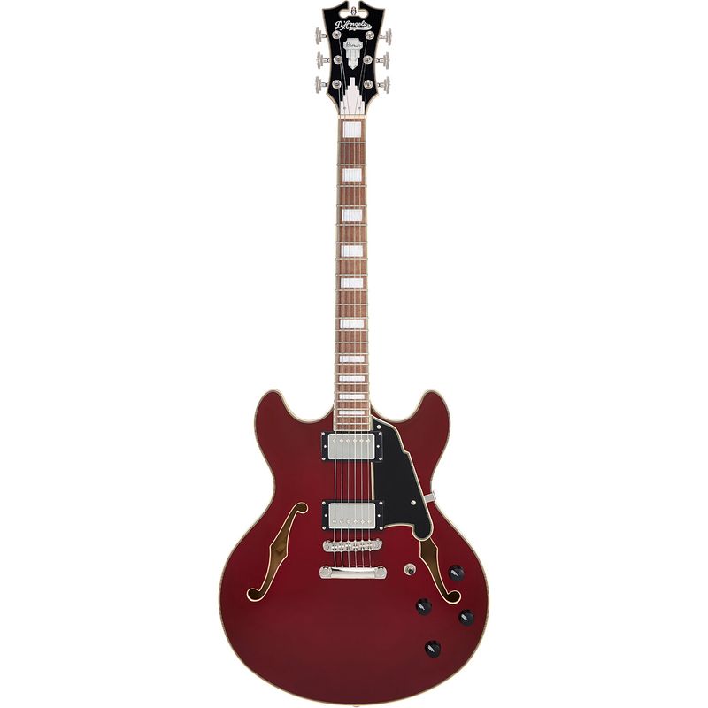 Foto van D'sangelico premier dc burnt red semi-akoestische gitaar